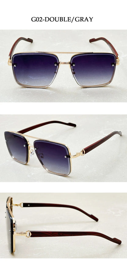 Retro Square Designer Sunglasses for Men – Wooden Frame Sun Lentes