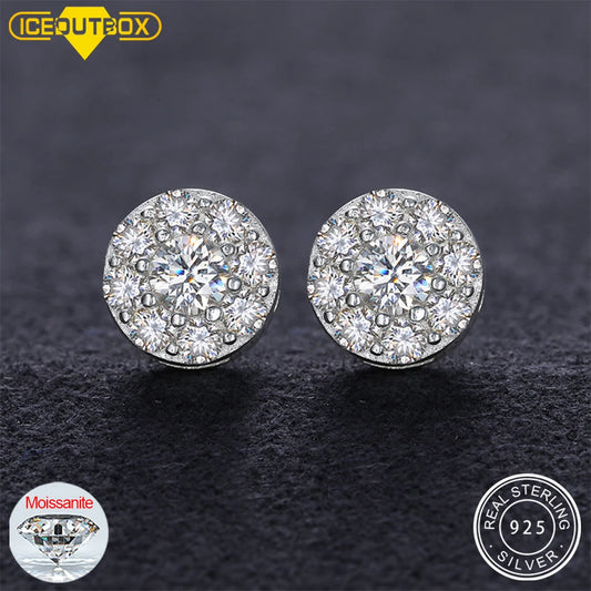 Brilliant Round Moissanite Earrings – Sterling Silver Studs, Dazzling Gift for Him or Her