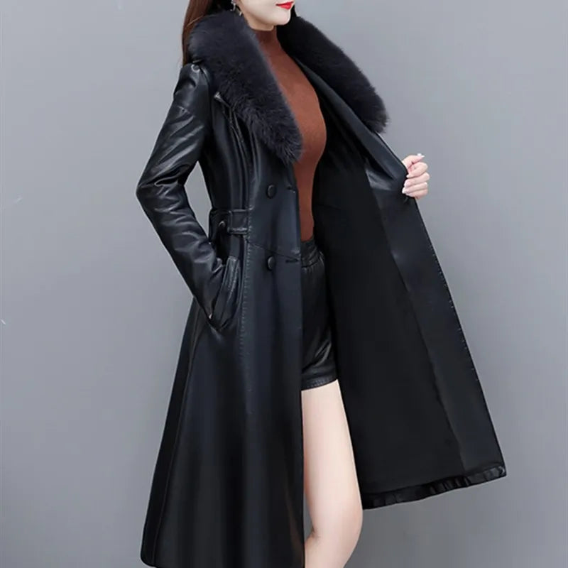 Floed Thier Autumn Winter PU Leather Jacket – Slim-Fit Motorcycle Fashion for Women