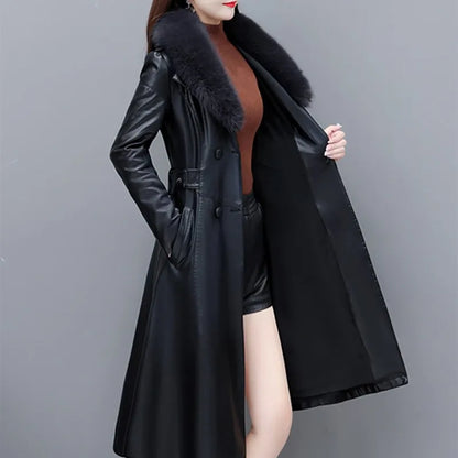 Floed Thier Autumn Winter PU Leather Jacket – Slim-Fit Motorcycle Fashion for Women