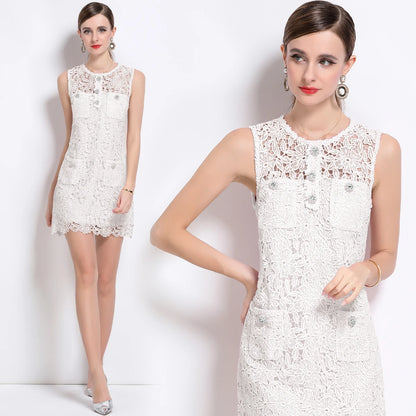 Crystal Petal – Elegant Sleeveless Tank Dress