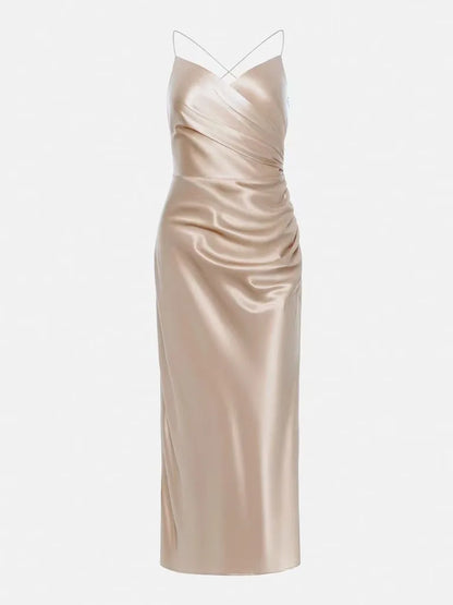 High Split Satin Dress – Sexy Camisole Formal Gown for Weddings & Events
