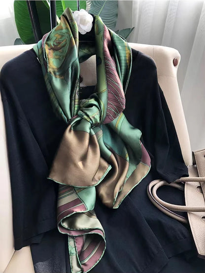Luxury Green Pure Silk Scarf – BYSIFA Spring/Fall Mulberry Hijab Wrap