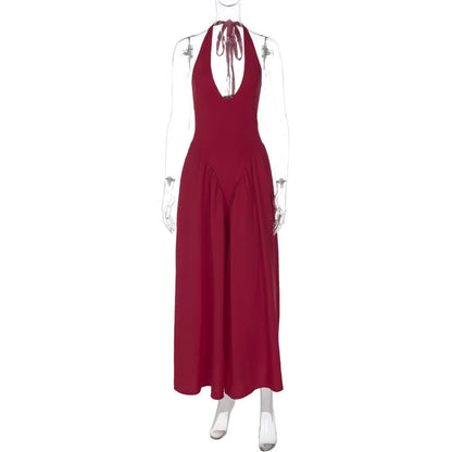 Talenza Summer Sleeveless Halter Dress – Elegant White Evening Gown