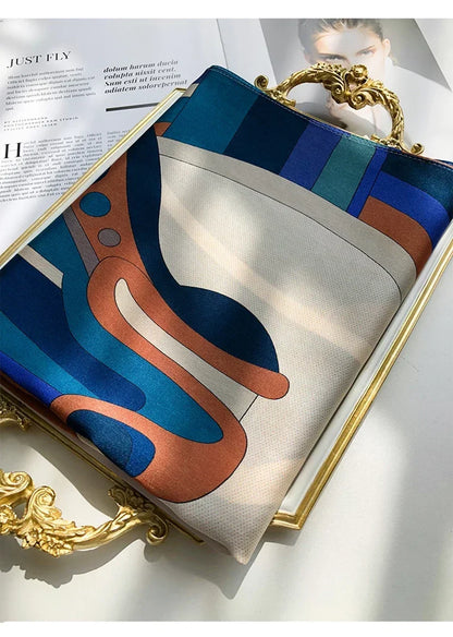 Luxury Printed Pure Silk Scarf – Long Designer Wrap & Shawl for Women