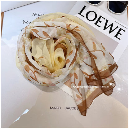 Luxury 100% Silk Shawl – Elegant Blue Scarf Cape C255 for Spring & Summer