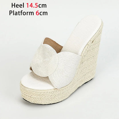 High Platform Straw Wedge Heels – Hot Summer Sandals for Women