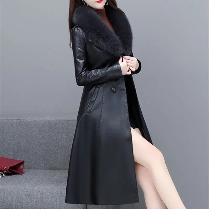 Floed Thier Autumn Winter PU Leather Jacket – Slim-Fit Motorcycle Fashion for Women