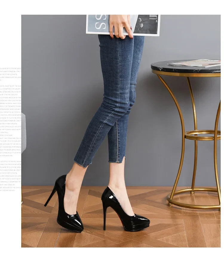 Elegant Nude Pointed Toe High Heels – Versatile Waterproof Design