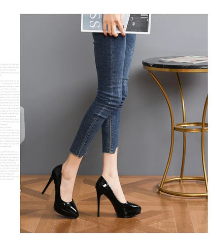 Elegant Nude Pointed Toe High Heels – Versatile Waterproof Design
