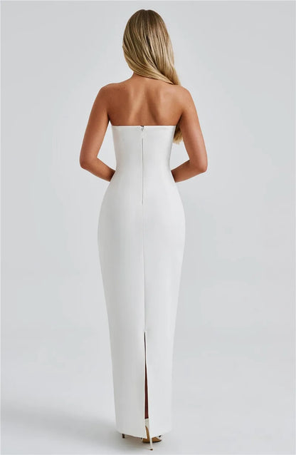 Sexy Strapless Scarf-Neck Maxi Dress for Women – Night Out Essential