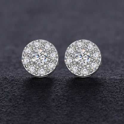 Brilliant Round Moissanite Earrings – Sterling Silver Studs, Dazzling Gift for Him or Her