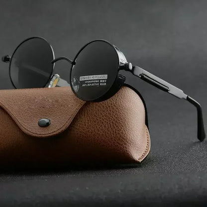 Vintage Steampunk Round Sunglasses – Unisex Metal Frame UV400 Designer-Inspired Retro Shades