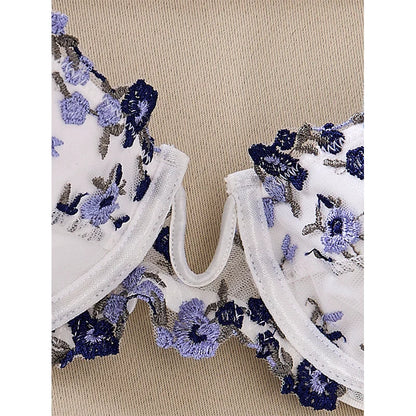 Elegant & Sexy Lingerie Set – Sheer Push-Up Bra with Embroidered Detail