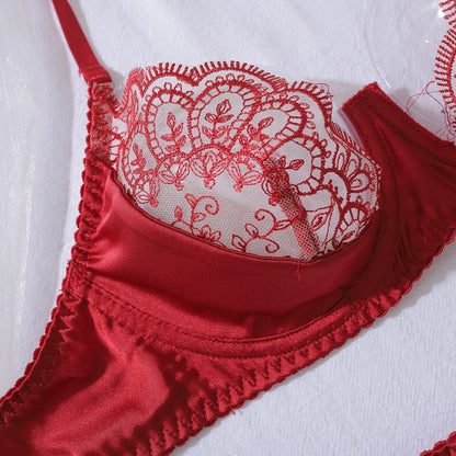 Ellolace Lace Sexy Lingerie Set With Long Glove Attractive Chest Suspenders Ensemble Lingeries Femmes Delicate Lace Underwear