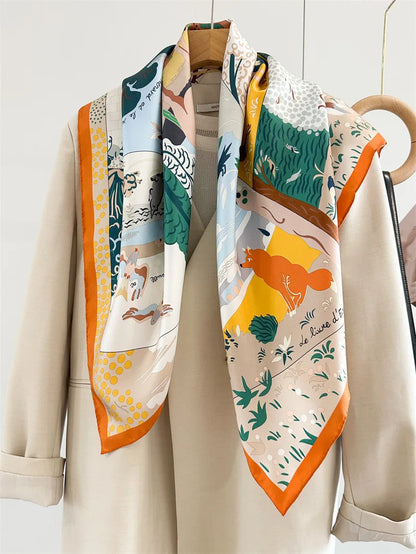 Luxury Silk Twill Scarf 90 – Hand-Rolled Designer Mulberry Silk for Women