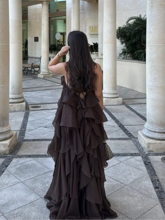 Women’s Sleeveless Pleated Tube Dress – 3D Flower Draped Evening Party Dress