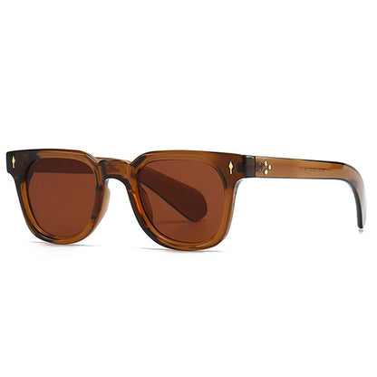 SHAUNA Unisex Retro Rivet Sunglasses – Square Frame Green UV400 Protection