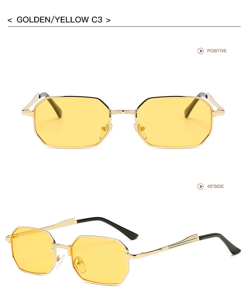 Classic Narrow Metal Sunglasses – Sleek Rectangle Design for Men & Women