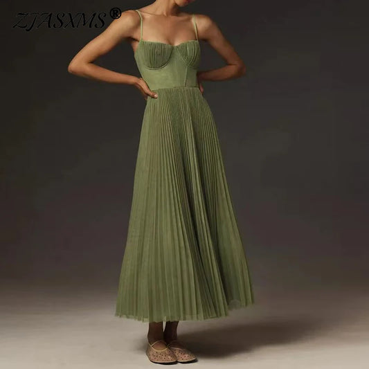 Women's Sexy Strapless Zip-Up Long Dress – Summer Casual A-Line Style
