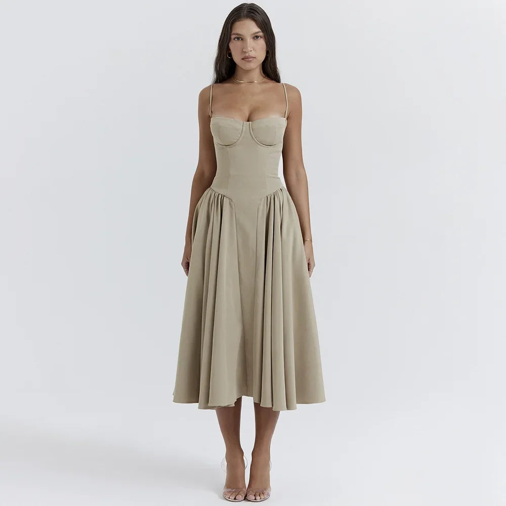 Stylish Spaghetti Strap Midi Dress – Suninheart Casual & Elegant