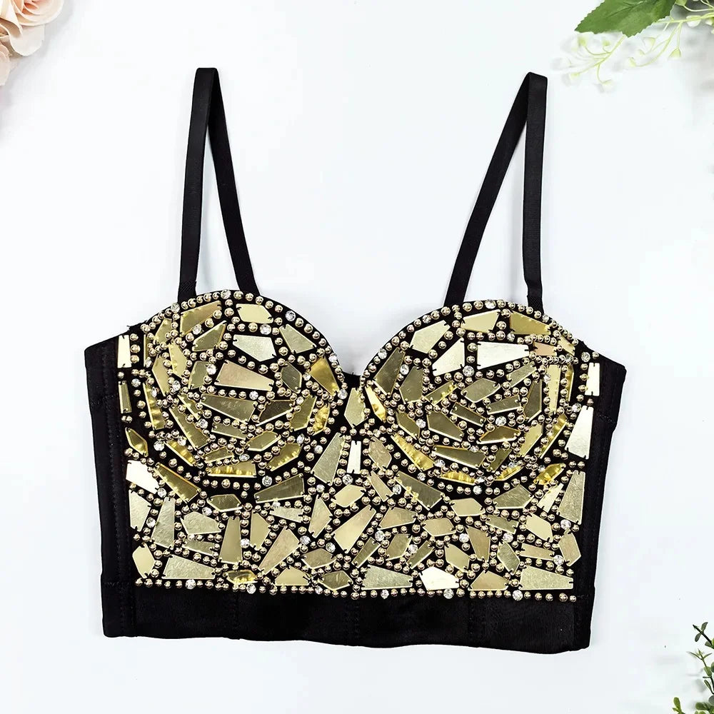 High-End Sequin Glass Piece Bustier – Women’s Party & Stage Outerwear