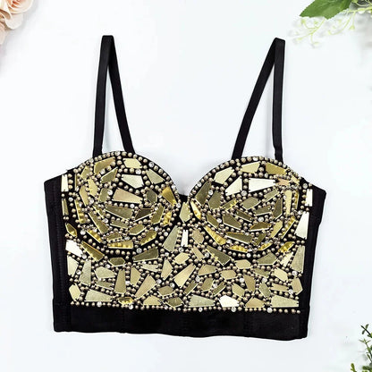 High-End Sequin Glass Piece Bustier – Women’s Party & Stage Outerwear