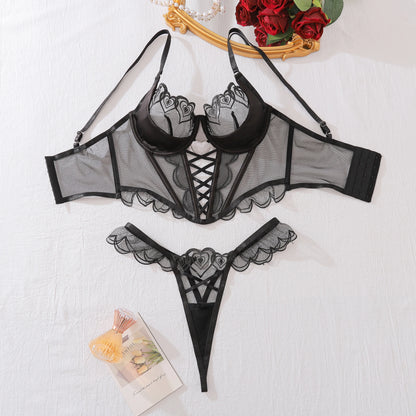 Elegant Erotic Mesh Lingerie – 2-Piece Bra & Pant Set for Women