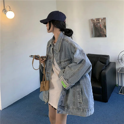 Women's Oversized Denim Jacket – Korean Fashion Button Down Streetwear