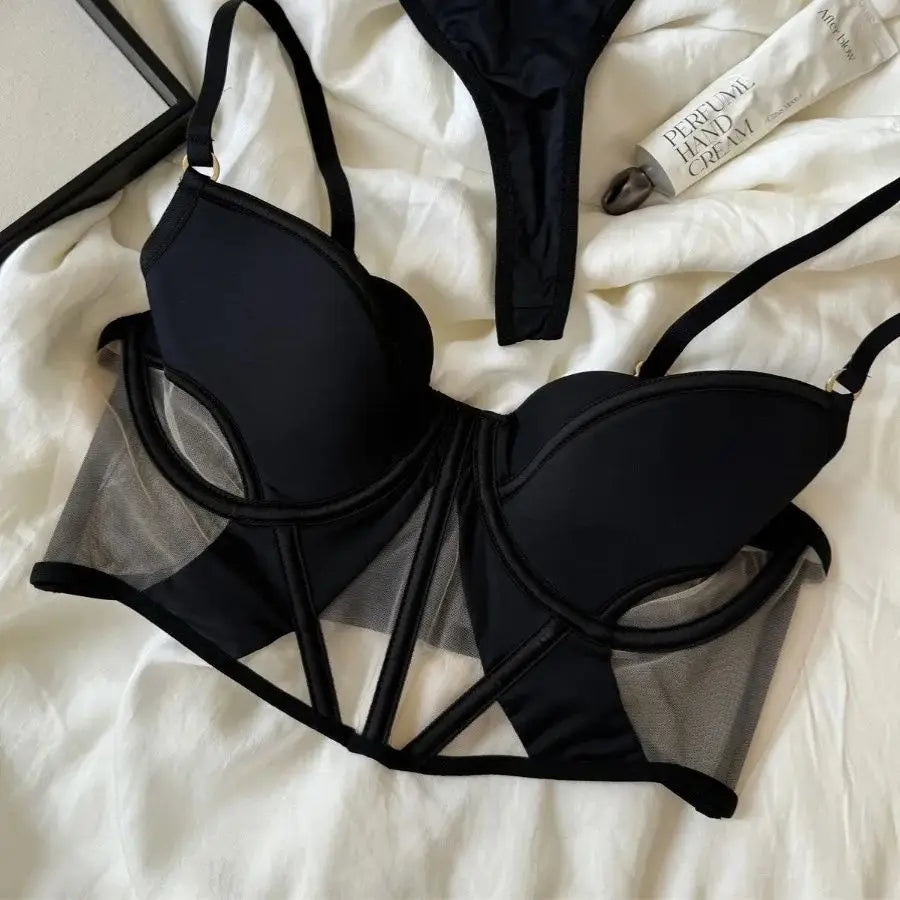 Elegant French Lace Bra – Sexy Fishbone Big Chest Gathering Mesh Underwear