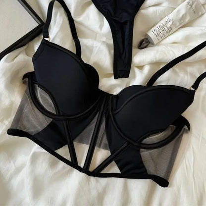 Elegant French Lace Bra – Sexy Fishbone Big Chest Gathering Mesh Underwear