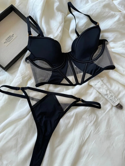 Elegant French Lace Bra – Sexy Fishbone Big Chest Gathering Mesh Underwear