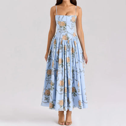Floral Elegance – Mingmingxi Spaghetti Strap Maxi Party Dress for Summer