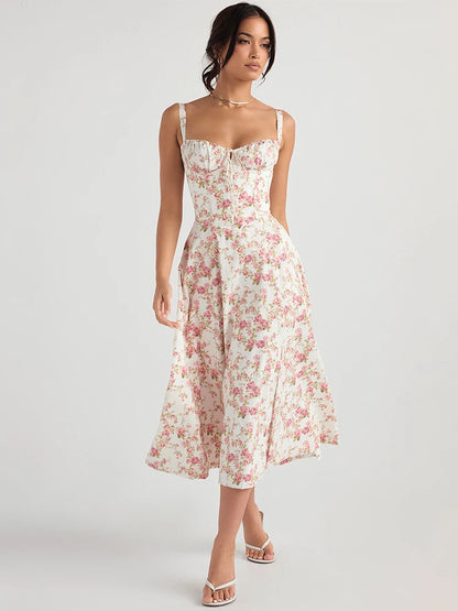 2025 Suninheart Summer Dress – Floral Print, Lace-Up, and Breezy Elegance