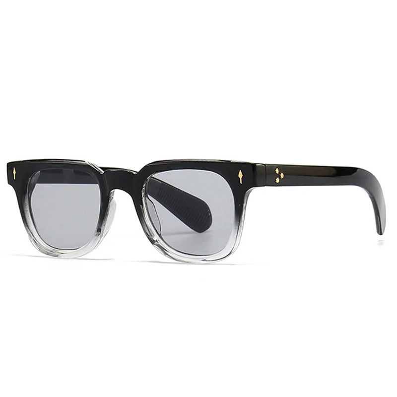 SHAUNA Unisex Retro Rivet Sunglasses – Square Frame Green UV400 Protection