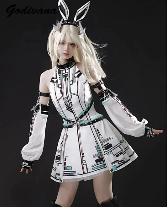 Cool Subculture Rabbit Ear Dress – Gothic Lolita Short Tank Dress for Cosplay