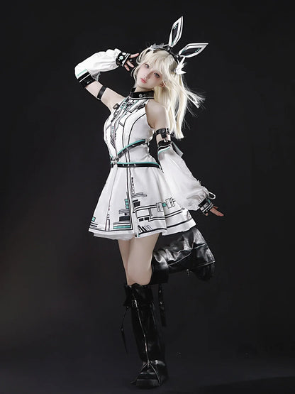 Cool Subculture Rabbit Ear Dress – Gothic Lolita Short Tank Dress for Cosplay