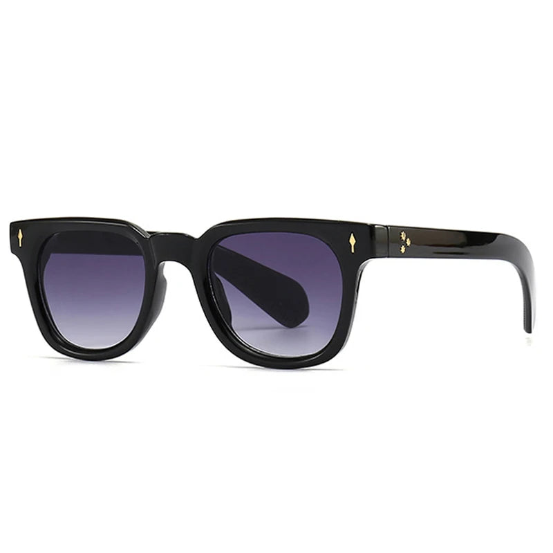 SHAUNA Unisex Retro Rivet Sunglasses – Square Frame Green UV400 Protection