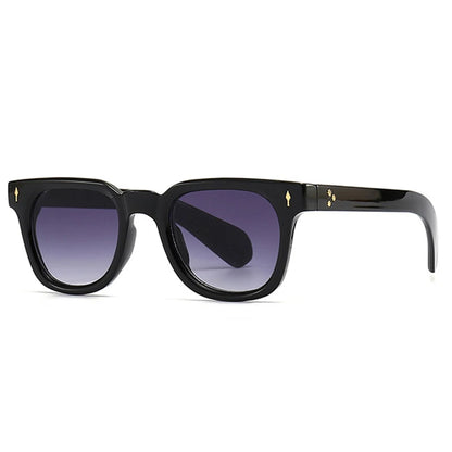 SHAUNA Unisex Retro Rivet Sunglasses – Square Frame Green UV400 Protection