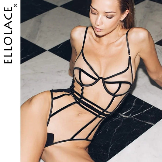 Erotic Fantasy Mesh Bodysuit – Ellolace Sheer One-Piece Intimates for Her