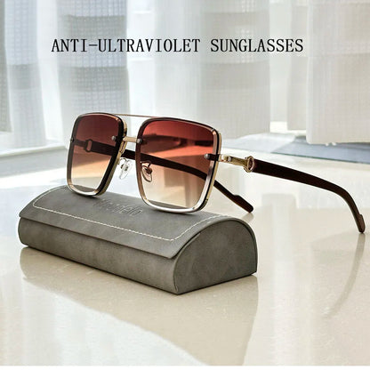 Retro Square Designer Sunglasses for Men – Wooden Frame Sun Lentes