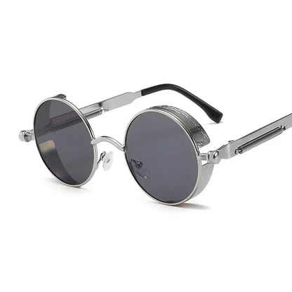 Vintage Steampunk Round Sunglasses – Unisex Metal Frame UV400 Designer-Inspired Retro Shades