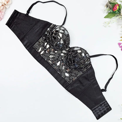High-End Sequin Glass Piece Bustier – Women’s Party & Stage Outerwear