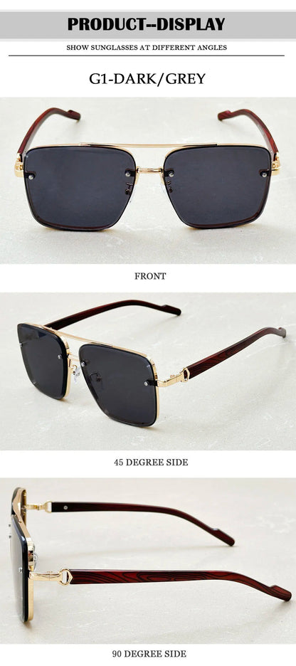 Retro Square Designer Sunglasses for Men – Wooden Frame Sun Lentes