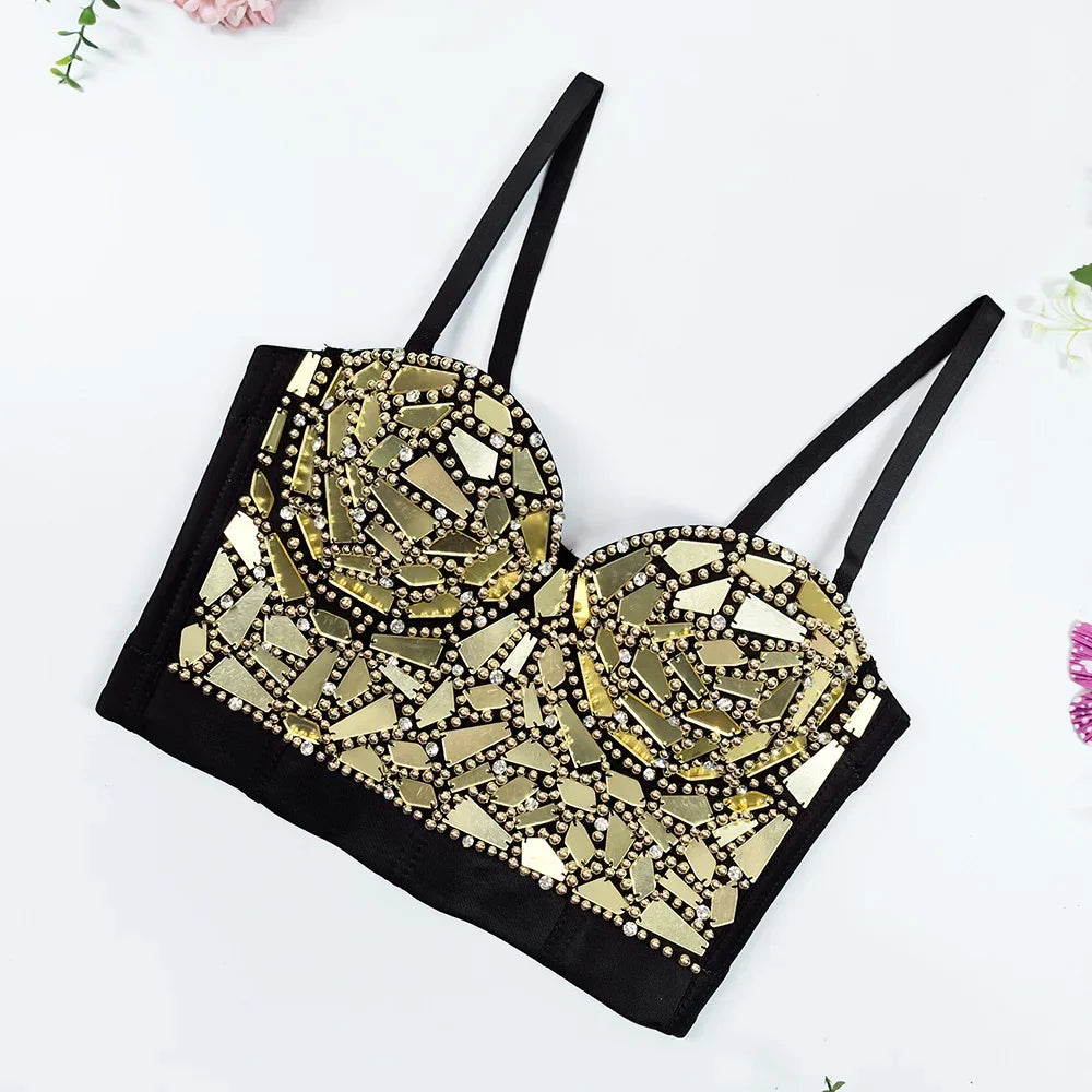 High-End Sequin Glass Piece Bustier – Women’s Party & Stage Outerwear