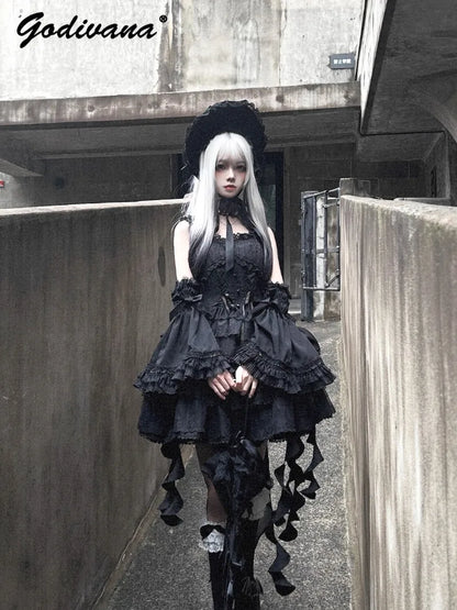 Sweet Lolita Suspender Dress – Short Flower JSK for Weddings & Special Occasions