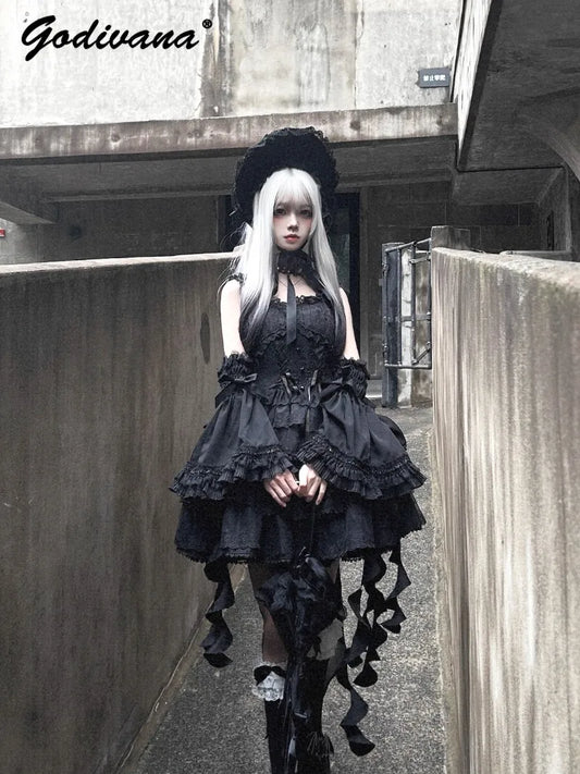 Sweet Lolita Suspender Dress – Short Flower JSK for Weddings & Special Occasions
