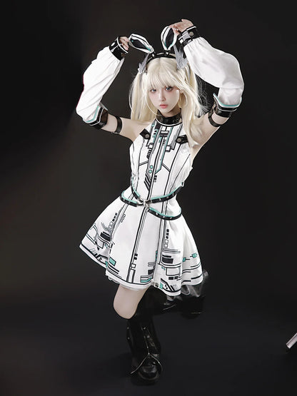 Cool Subculture Rabbit Ear Dress – Gothic Lolita Short Tank Dress for Cosplay