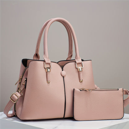 Versatile 2pcs Tote & Clutch Set – Solid Color Crossbody Bag for Shopping & Daily Use