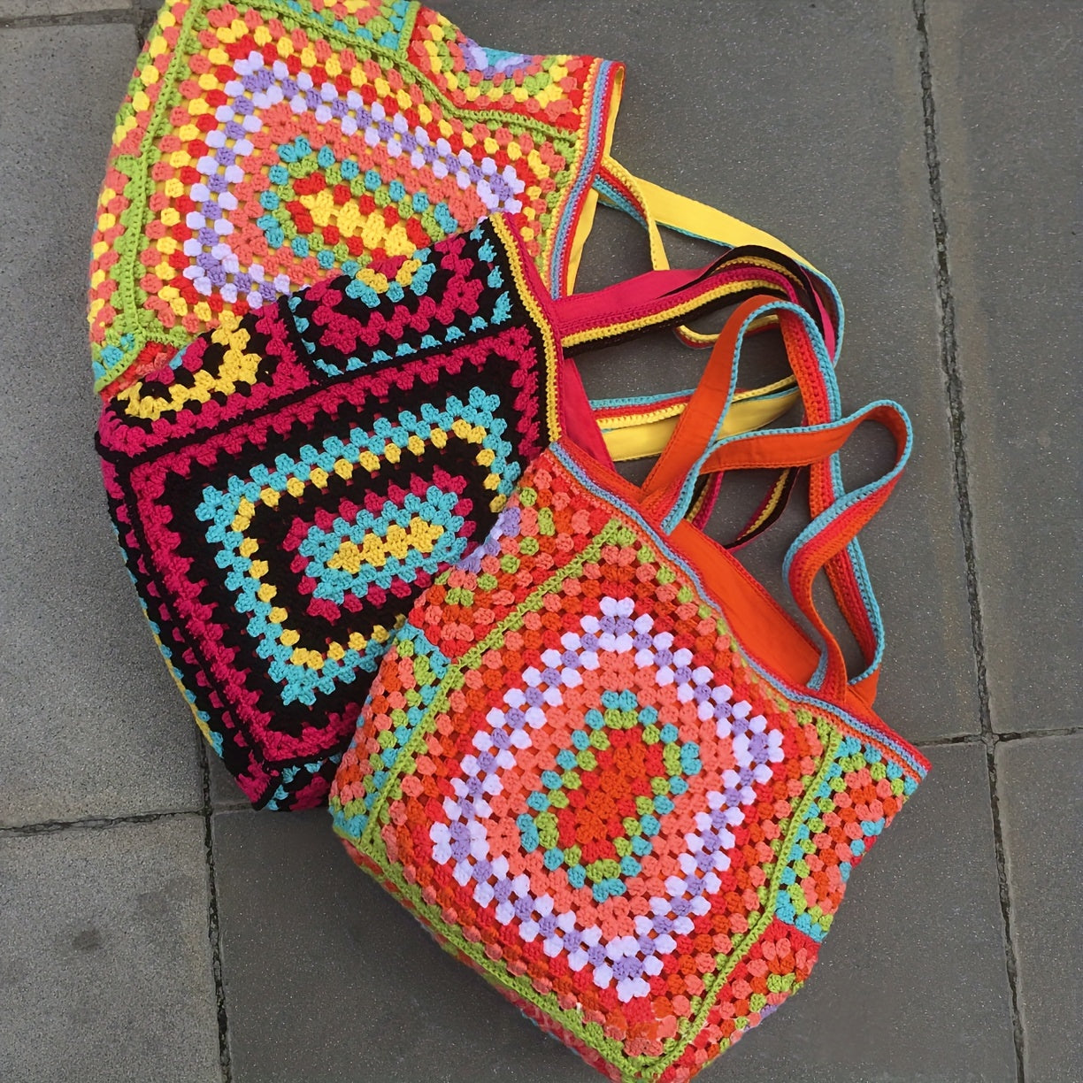 Retro Contrast Boho Tote – Large Capacity Bag for Work, Travel & Everyday Use
